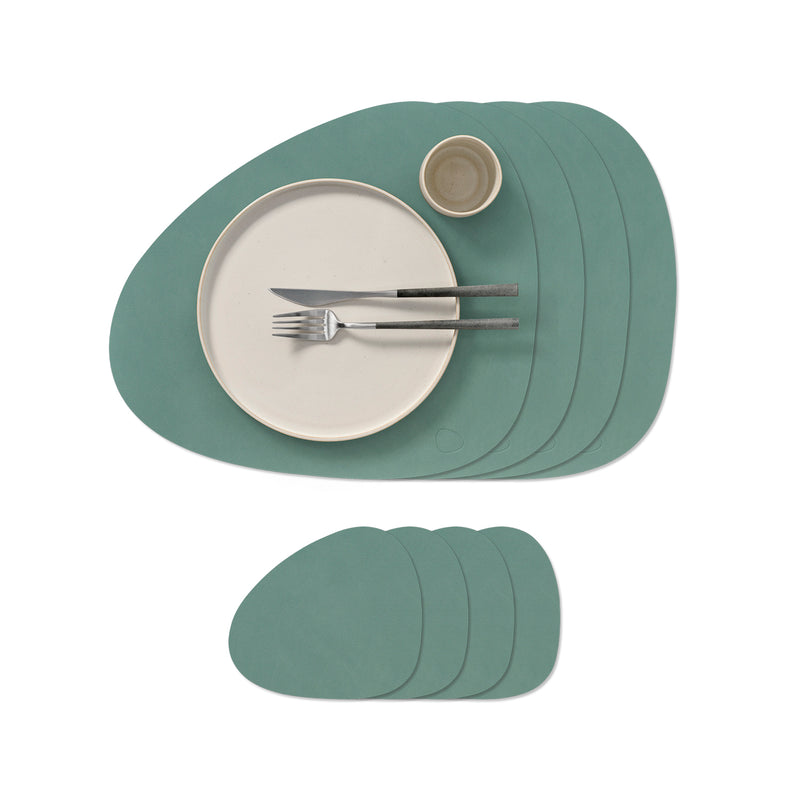 Lind DNA - Tischset Curve Geschenkset | 4 Tischsets + 4 Glasuntersetzer / Nupo pastellgrün