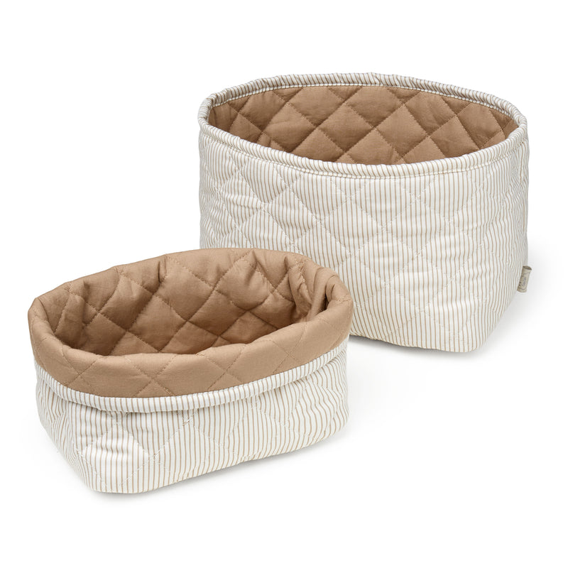 Cam Cam Copenhagen - Gesteppte Aufbewahrungskörbe | classic stripes camel/camel
