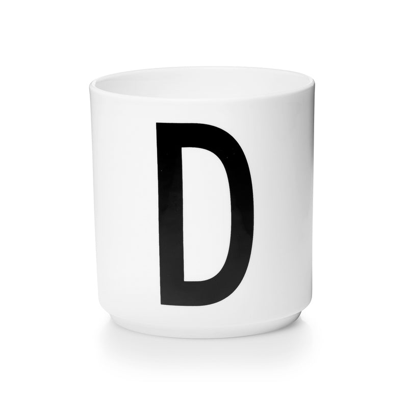 Design Letters - AJ Porzellan Becher A-Z | D / weiß