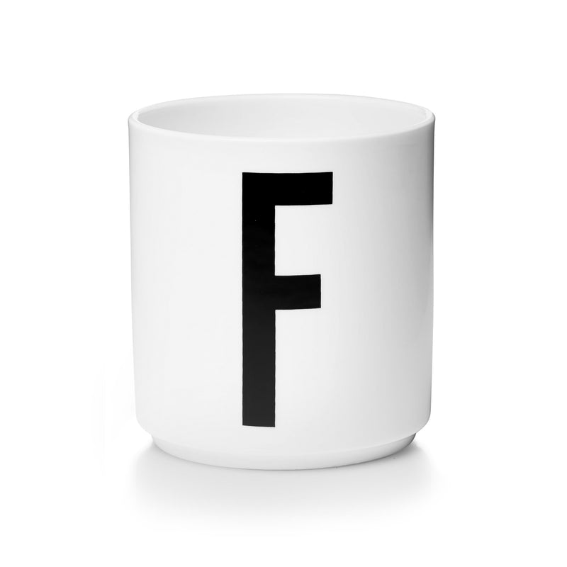 Design Letters - AJ Porzellan Becher A-Z | F / weiß