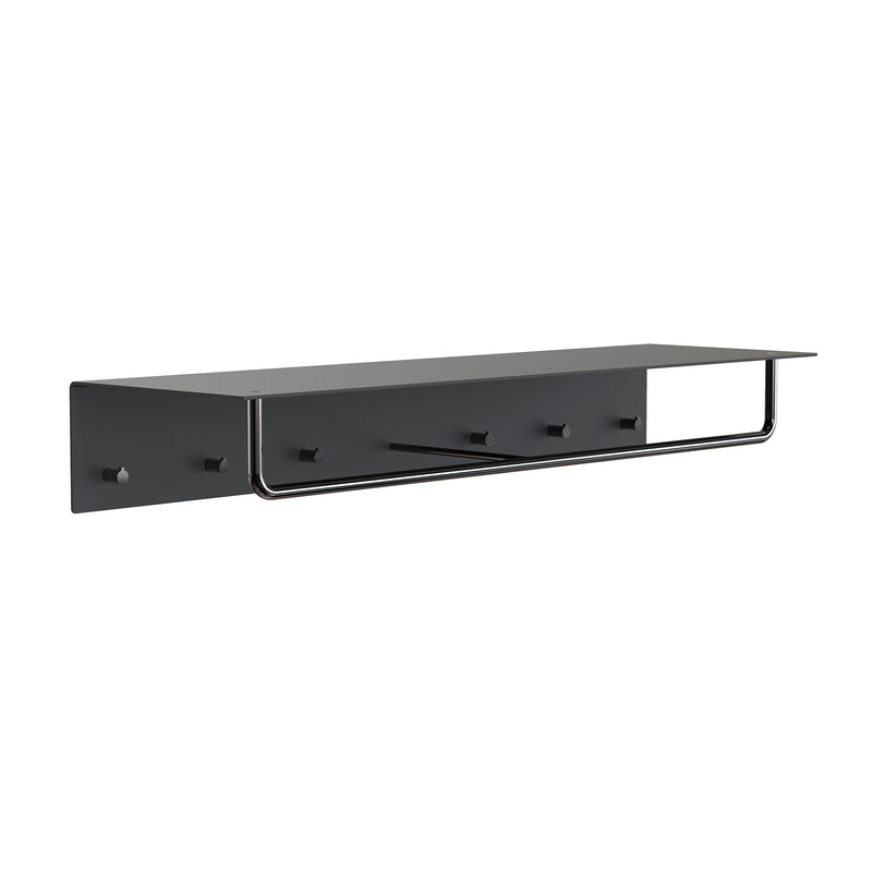 Frost - Unu Wandgarderobe mit Haken und Stange | 1000 mm / schwarz/schwarz