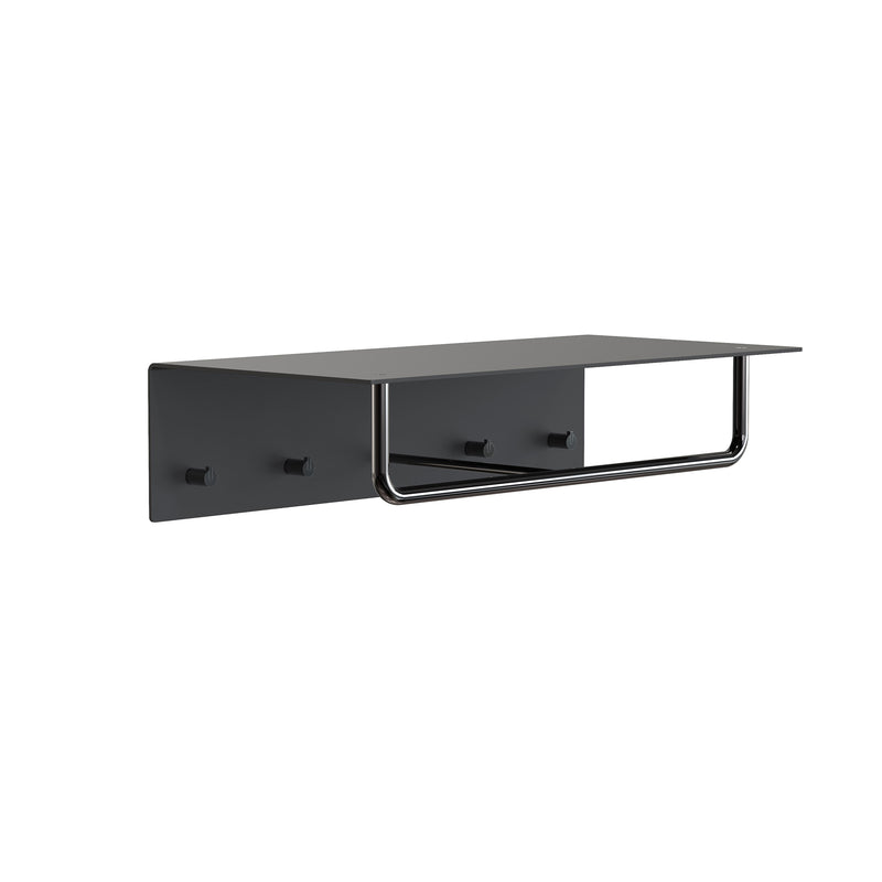 Frost - Unu Wandgarderobe mit Haken und Stange | 600 mm / schwarz/schwarz