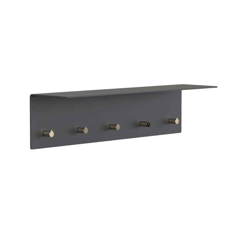 Frost - Unu Wandgarderobe | 60 x 15 x 15 cm / schwarz matt/gold poliert