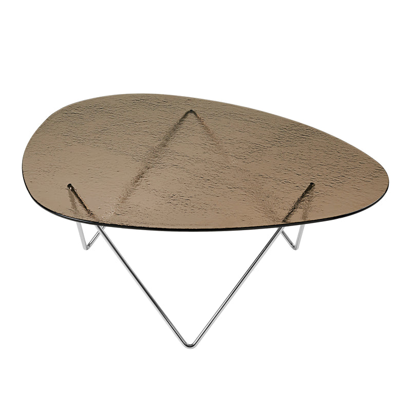 Gubi - Pedrera Couchtisch | strukturiert bronze Glas / chrom