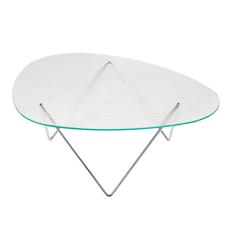 Gubi - Pedrera Couchtisch | strukturiert transparent Glas / chrom