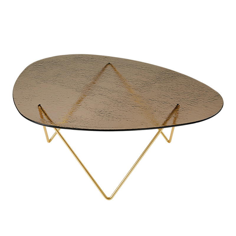 Gubi - Pedrera Couchtisch | strukturiert bronze Glas / messing