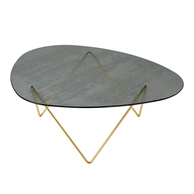 Gubi - Pedrera Couchtisch | strukturiert Rauchfarbenes Glas / messing