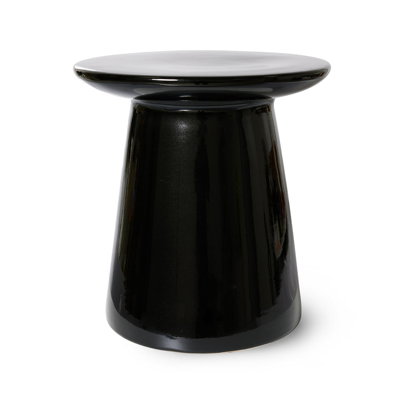 HKliving - Beistelltisch aus Steingut | Ø 40 x H 43 cm / schwarz