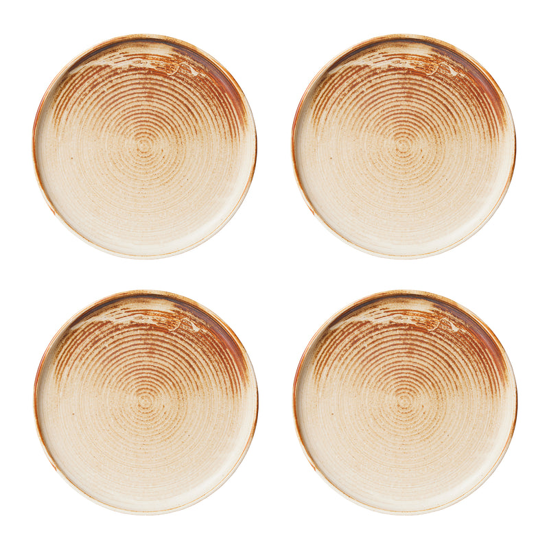 HKliving - Chef Ceramics Teller (4er-Set) | Ø 20 cm / rustic cream/braun
