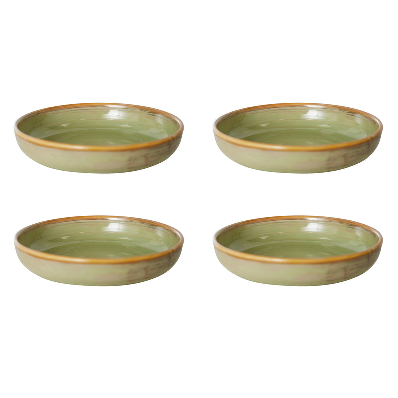 HKliving - Chef Ceramics Tiefer Teller (4er-Set) | Ø 19,3 cm / moss grün