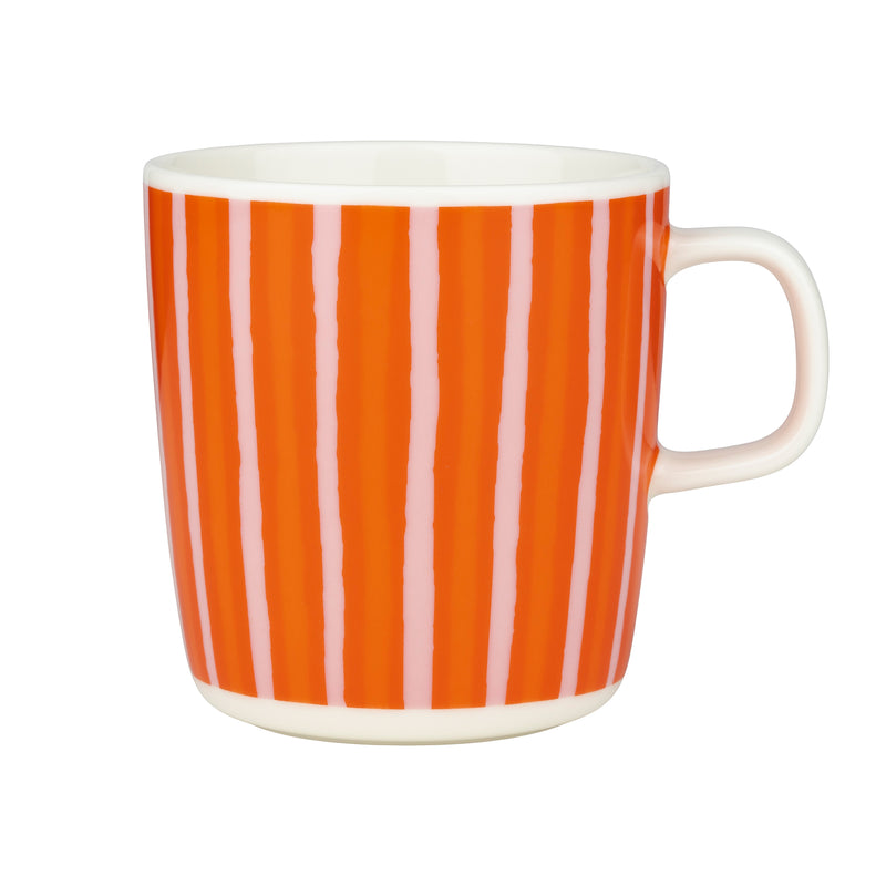 Marimekko - Oiva Piccolo Becher mit Henkel | 400 ml / weiß/pink/orange