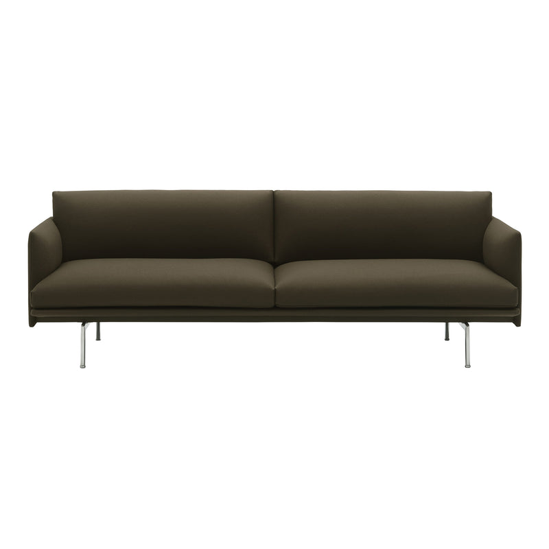 Muuto - Outline Sofa 3-Sitzer | Divina dunkelgrün (984) / poliertes Aluminium