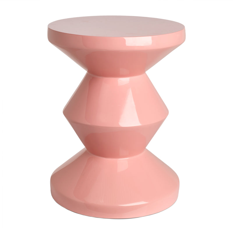 POLSPOTTEN - Zig Zag Hocker | Synthetisches Material / hellrosa