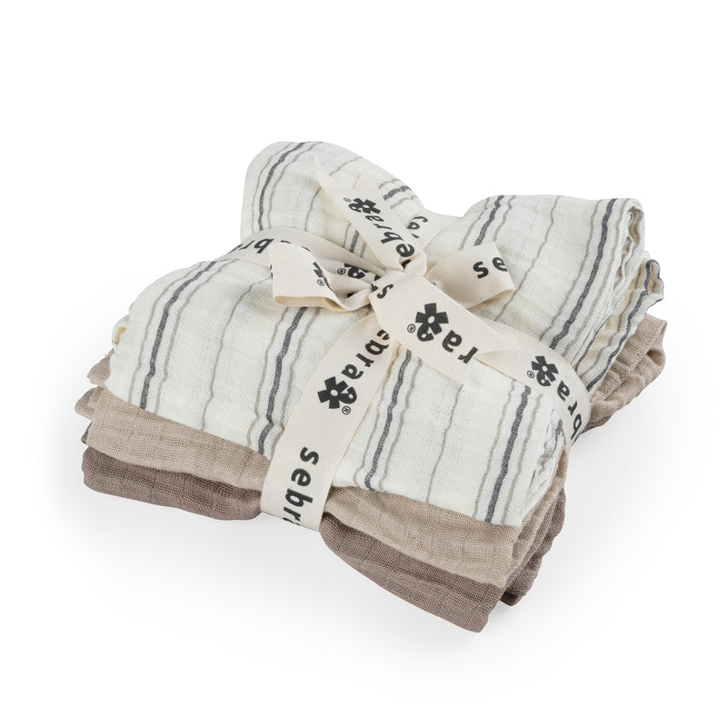 Sebra - Spucktücher | cream stripe/beige
