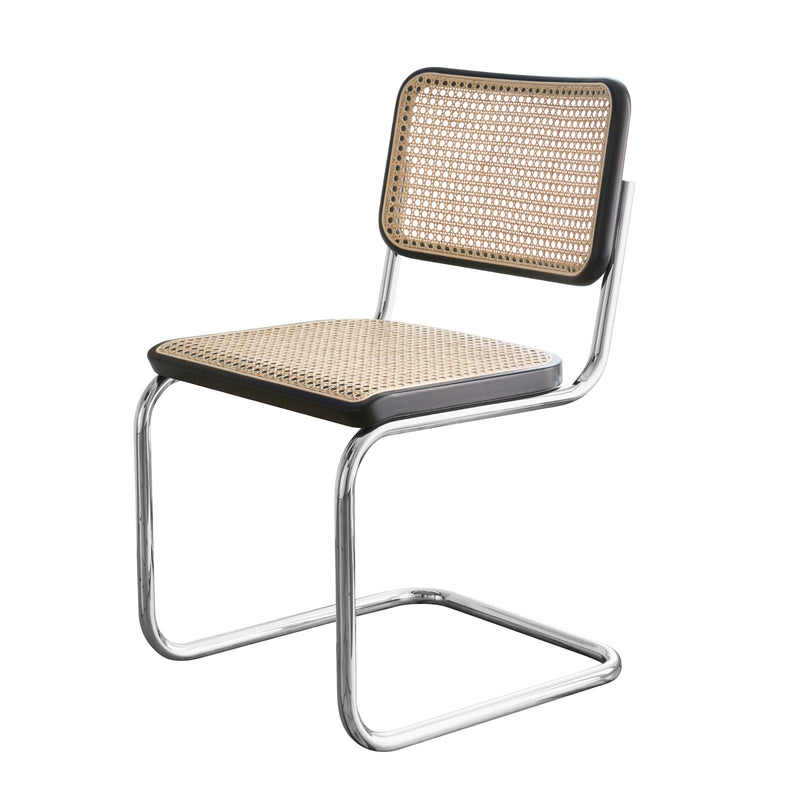 Thonet - S 32 V Stuhl | Geflecht natur / Buche schwarz / Chrom