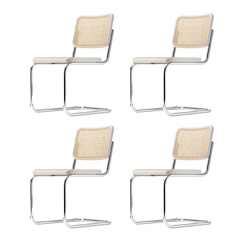 Thonet - S 32 Freischwinger Set | 4er-Set / Buche weiß lasiert (TP 200)