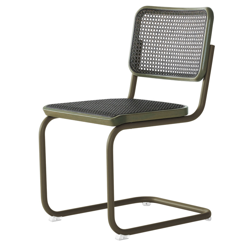 Thonet - S 32 V Stuhl | Geflecht dark / Eiche natur / salbeigrün