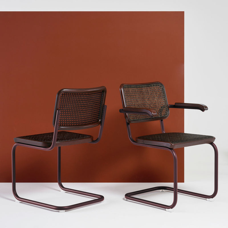 Thonet - S 32 V Stuhl | Geflecht dark / Eiche natur / kastanie