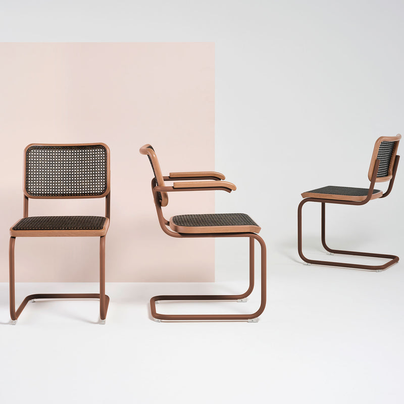 Thonet - S 32 V Stuhl | Geflecht dark / Eiche natur / rosenholz
