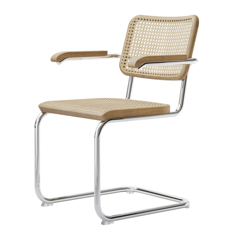 Thonet - S 64 V Freischwinger | Geflecht natur / Eiche natur / Chrom