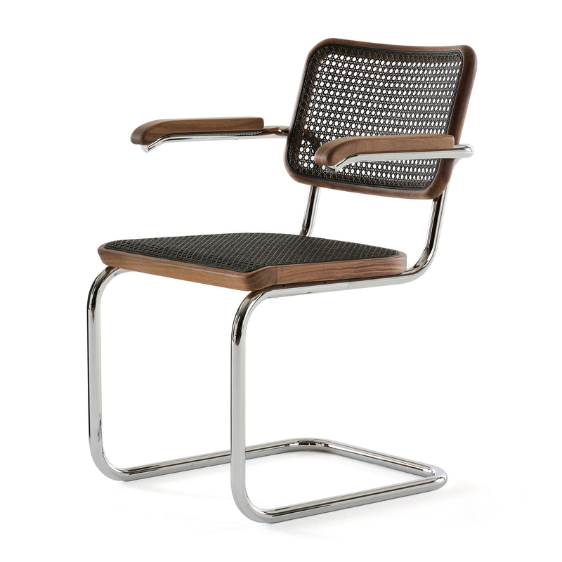 Thonet - S 64 V Freischwinger | Geflecht dark / Nussbaum / Chrom