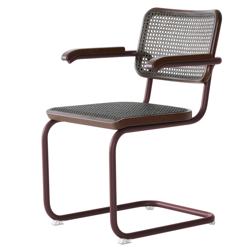Thonet - S 64 V Freischwinger | Geflecht dark / Eiche gebeizt / kastanie
