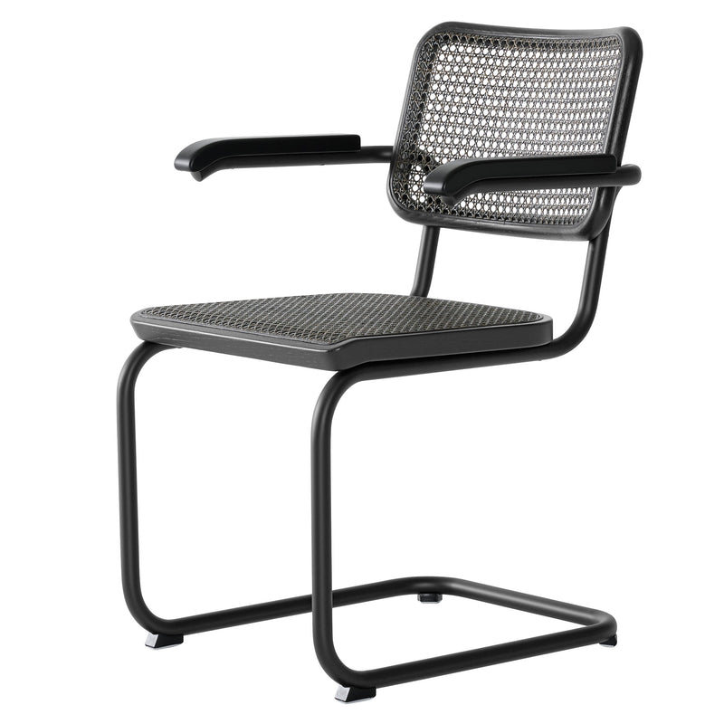 Thonet - S 64 V Freischwinger | Geflecht dark / Eiche gebeizt / schwarz