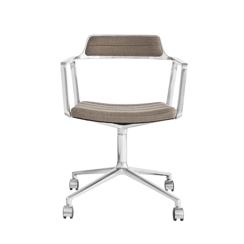 Vipp - 452 Drehstuhl | Rollen / dark sand / Aluminium poliert