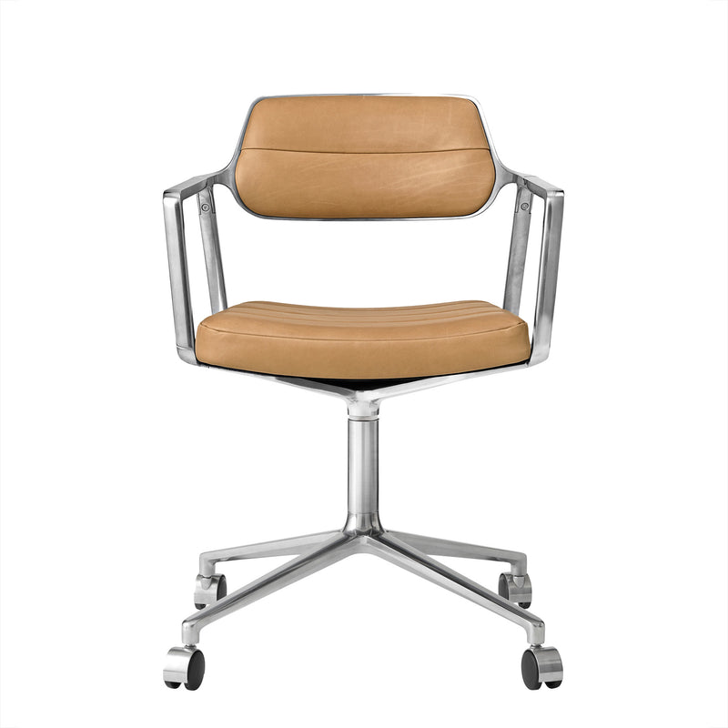 Vipp - 453 Swivel Drehstuhl | Rollen / Leder camel
