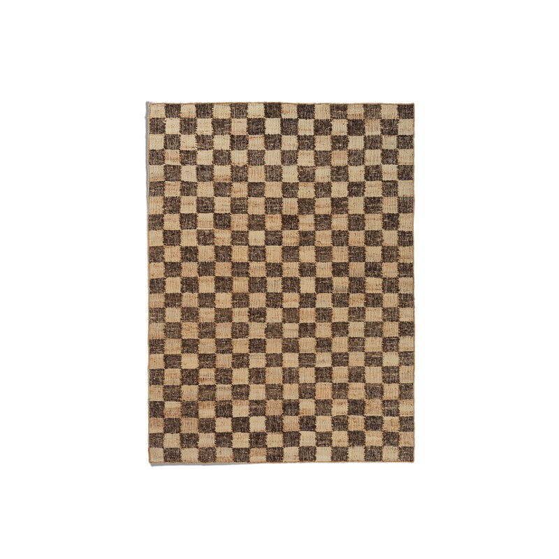 Ferm Living - Check Woll-Jute Teppich | 140 x 200 cm / coffee