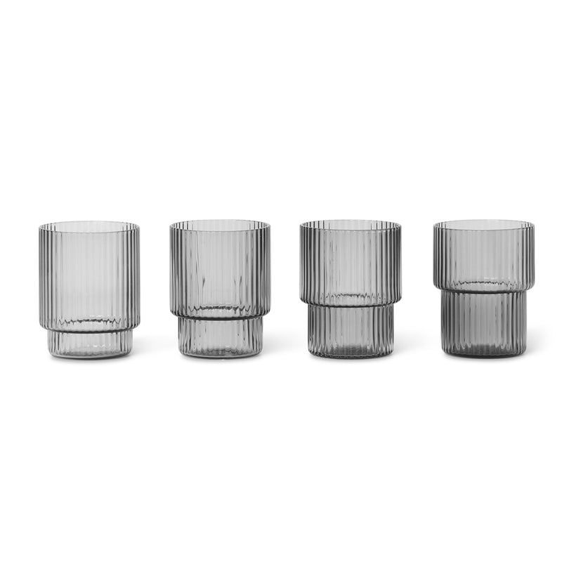 Ferm Living - Ripple Trinkgläser (4er-Set) | smoked grey