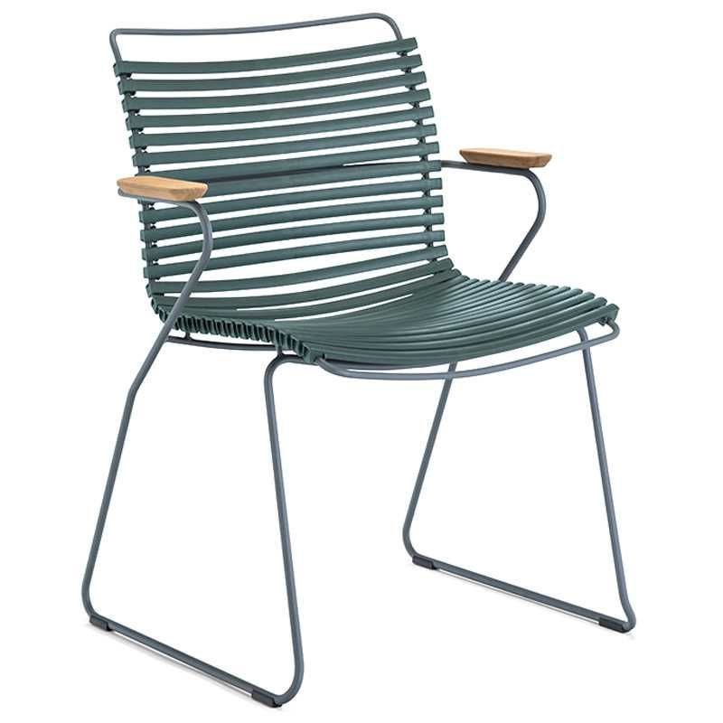 HOUE - CLICK Outdoor Dining Armlehnstuhl mit niedriger Lehne | dunkelgrün