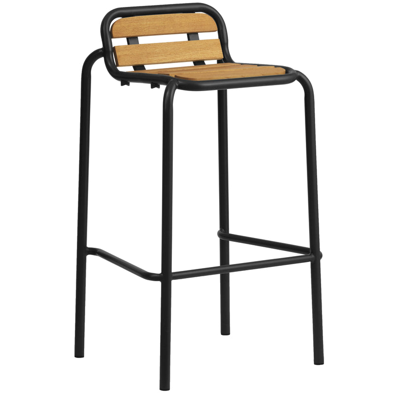 Normann Copenhagen - Vig Outdoor Barstuhl | Robinie natur / H 75 cm / schwarz