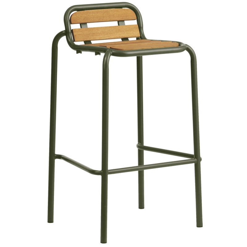 Normann Copenhagen - Vig Outdoor Barstuhl | Robinie natur / H 75 cm / dunkelgrün