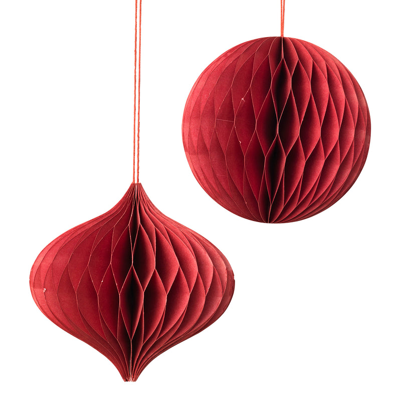 Broste Copenhagen - Christmas Mix Deko-Anhänger | 2er-Set / Ø 13 x H 13 cm / pompeian red