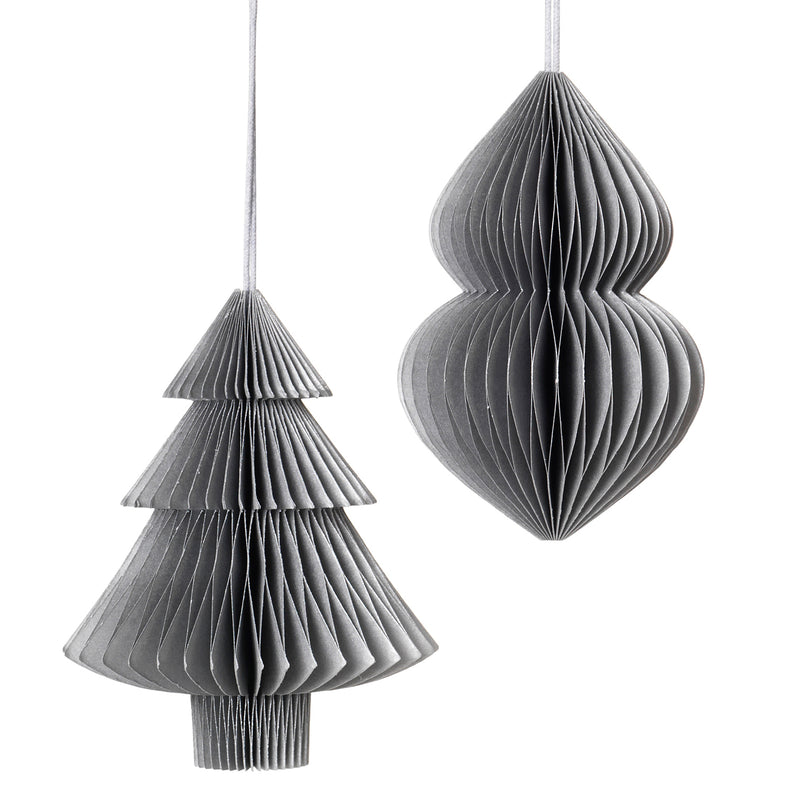 Broste Copenhagen - Christmas Mix Deko-Anhänger | 2er-Set (Tannenbaum & Zapfen) / Ø 13 x H 13 cm / silber