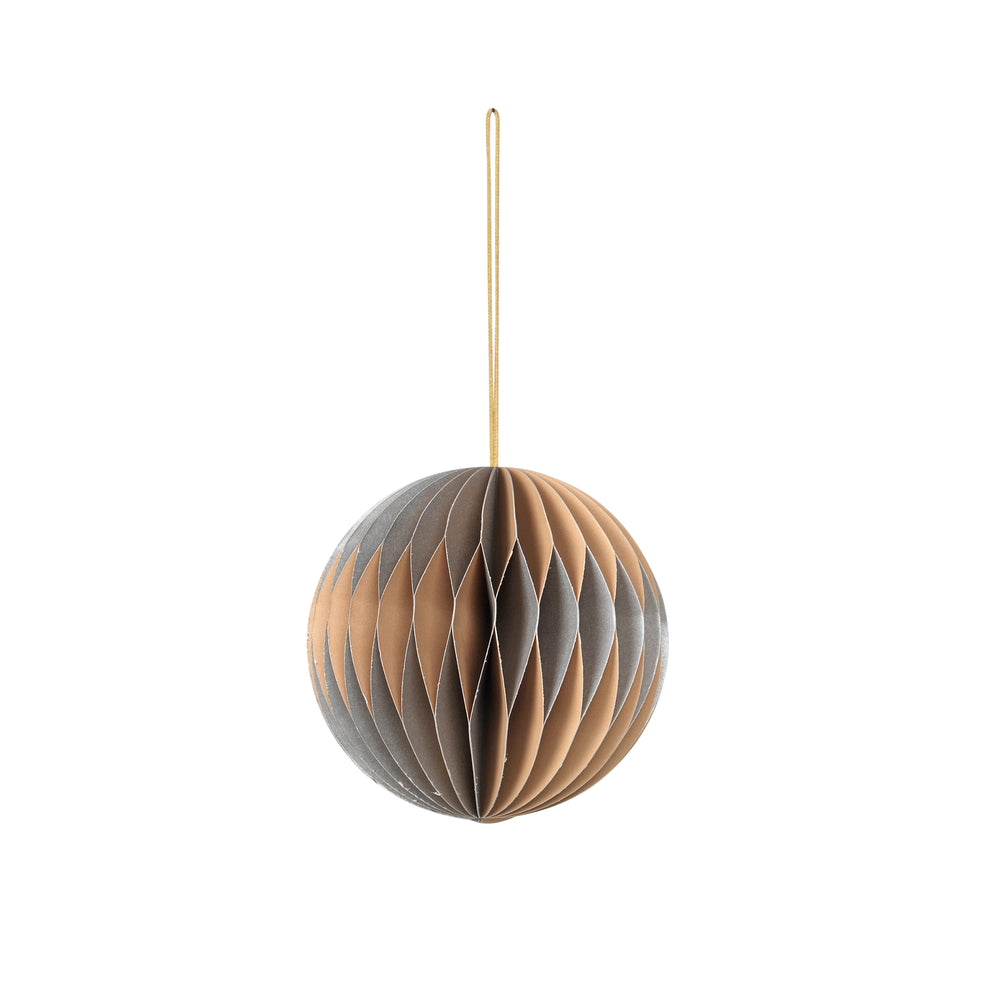 Broste Copenhagen - Christmas Ball Deko-Anhänger | Ø 9 cm / silver/indian tan