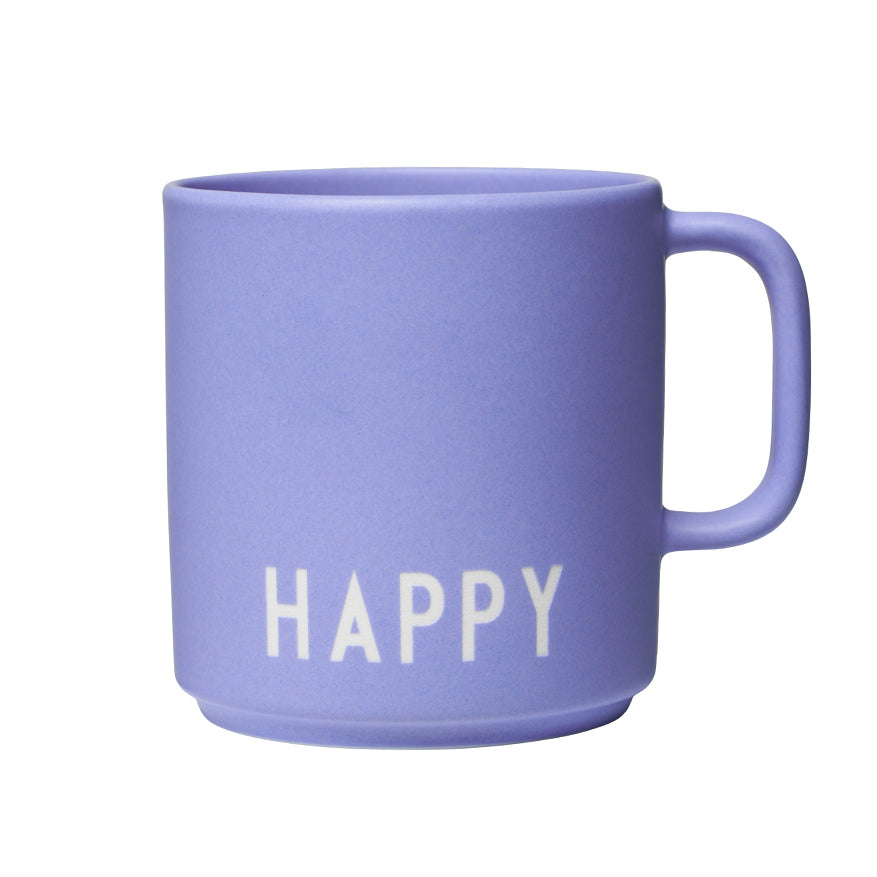 Design Letters - AJ Favourite Porzellan Becher mit Henkel | Happy / pale iris