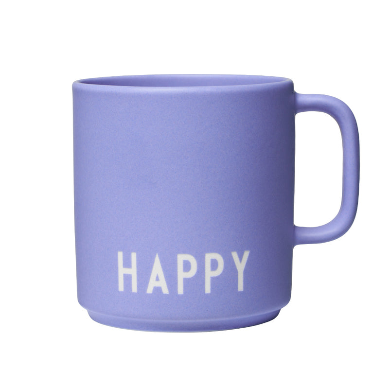 Design Letters - AJ Favourite Porzellan Becher mit Henkel | Happy / pale iris