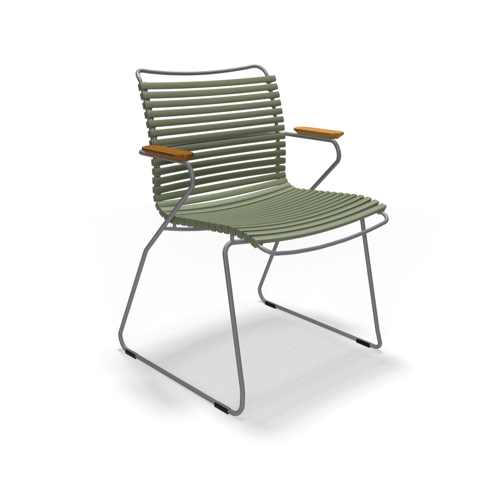 HOUE - CLICK Outdoor Dining Armlehnstuhl mit niedriger Lehne | olivgrün