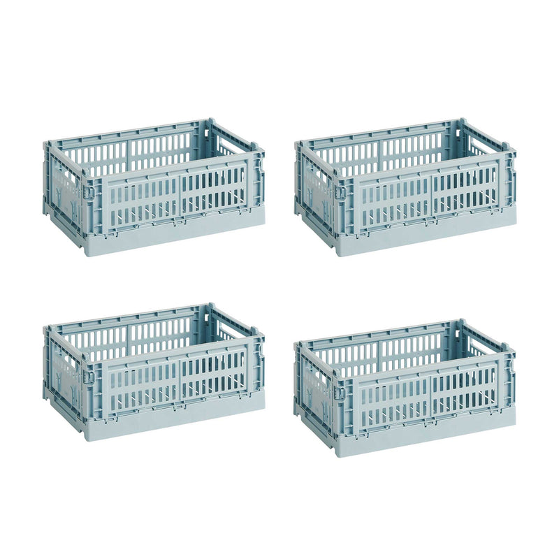 HAY - Colour Crate S Korb-Set recycled | 4er-Set / dusty blue