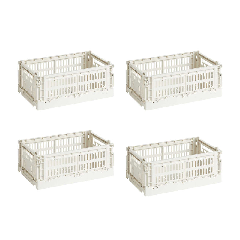 HAY - Colour Crate S Korb-Set recycled | 4er-Set / off-white