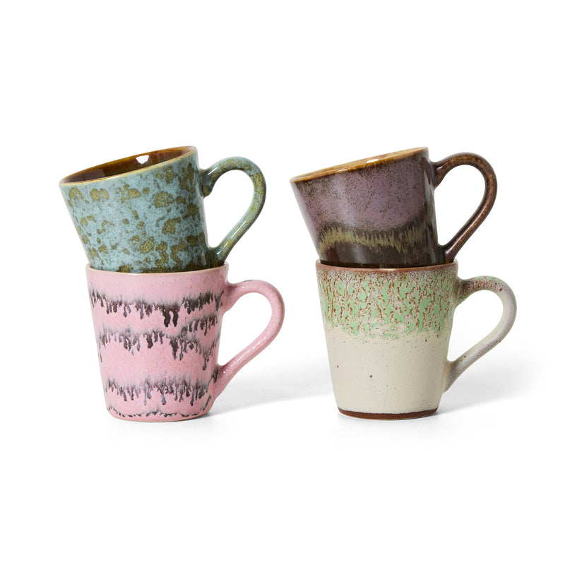 HKliving - 70's Espresso Tassen &amp; Becher | 4er-Set / Espresso / brutalism