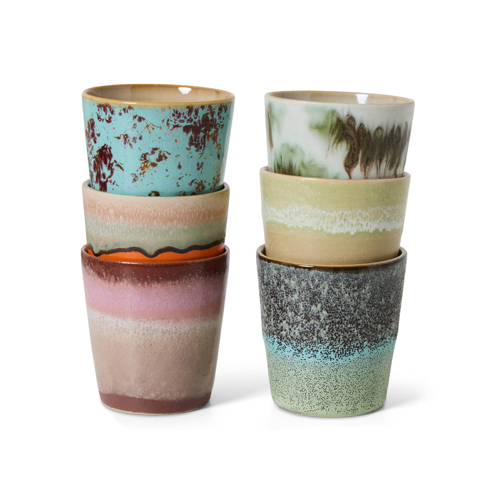 HKliving - 70's Kaffeebecher | 6er-Set / 230 ml / surreal