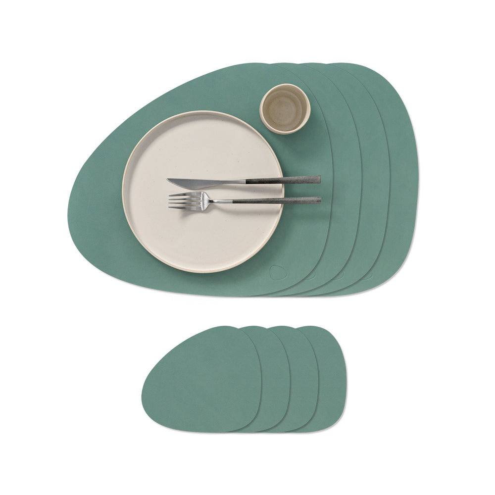Lind DNA - Tischset Curve Geschenkset | 4 Tischsets + 4 Glasuntersetzer / Nupo pastellgrün