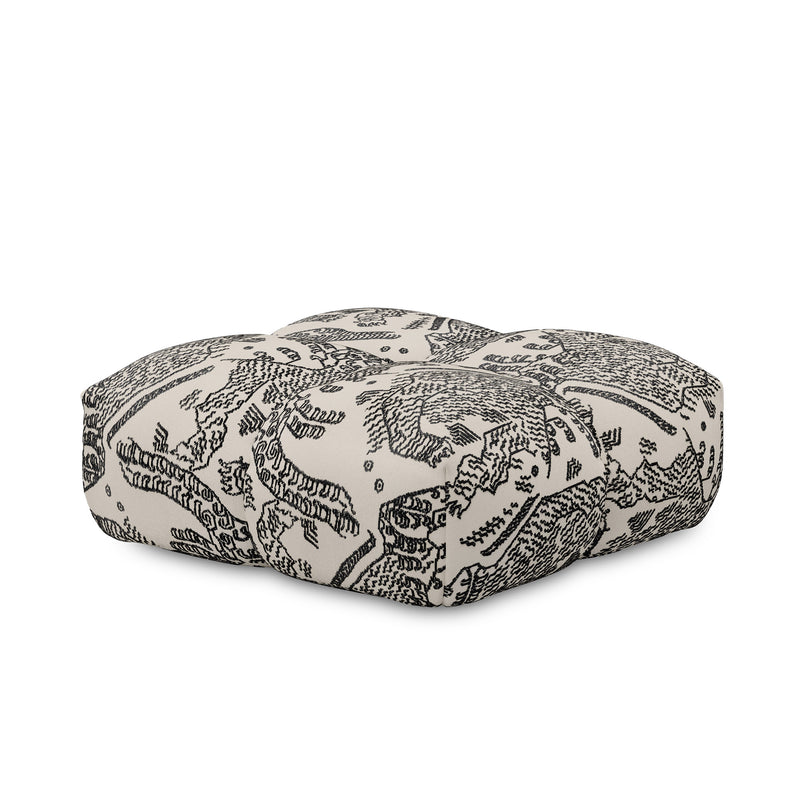 OUT Objekte unserer Tage - Sander Pouf Large | Petrol/weiß (Tiger Mountain Col. 003 by Dedar)