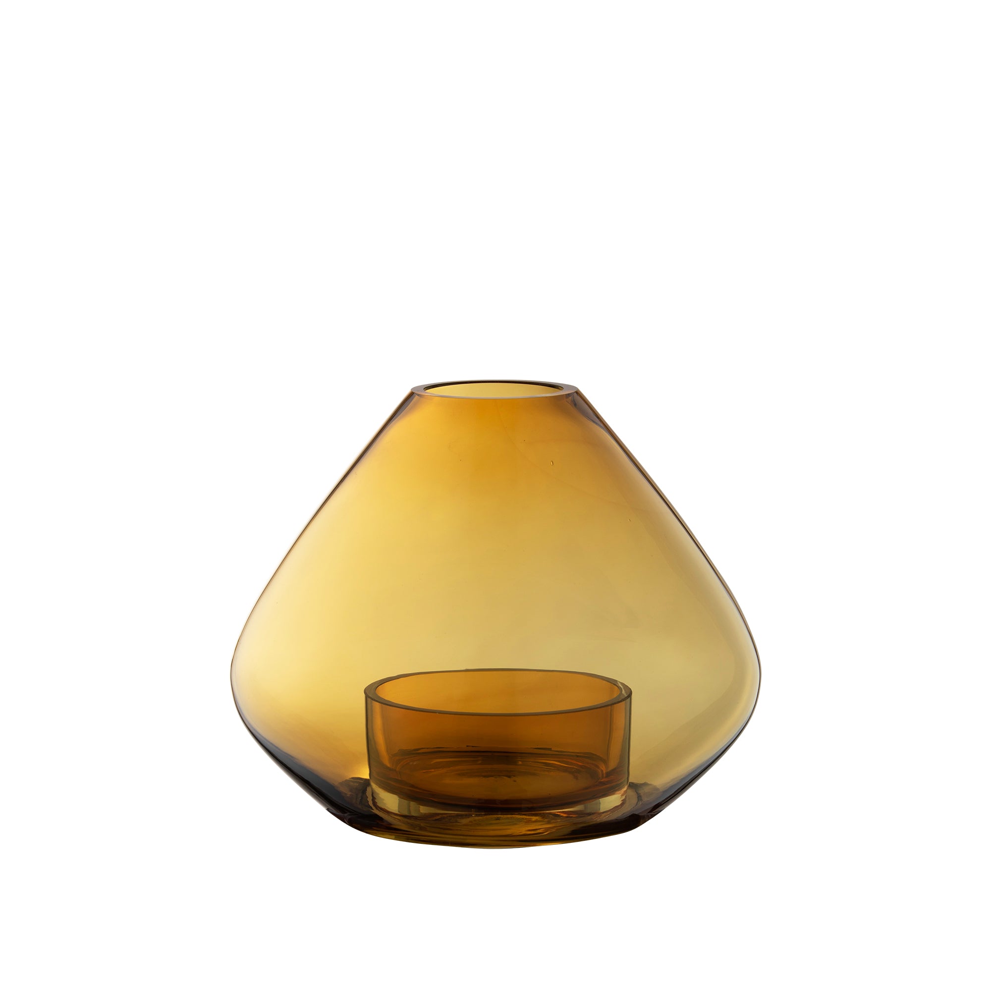 AYTM - Uno Windlicht und Vase | Ø 14,5 x H 11,5 cm / bernstein