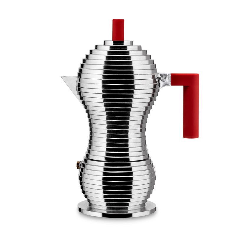 Alessi - Pulcina Espressokocher | 30 cl / silber/rot