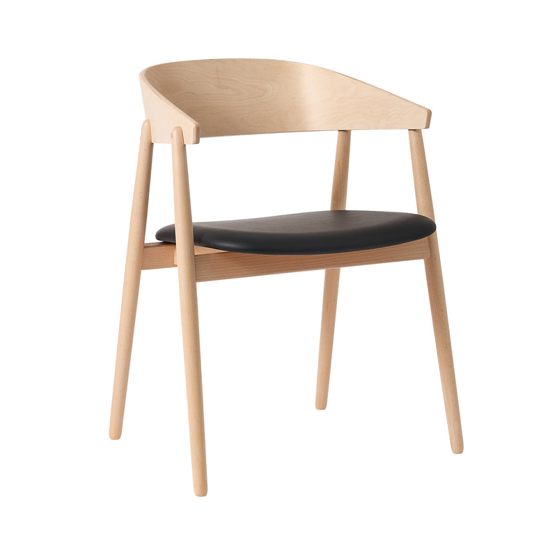 Andersen Furniture - AC2 Stuhl gepolstert | Buche weiß pigmentiert / PU-Leder schwarz