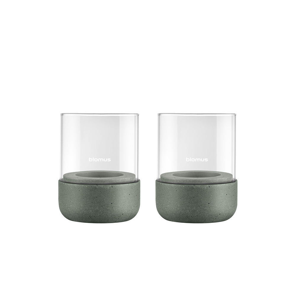 Blomus - Calma Windlicht | 2er-Set / Ø 7 cm / klar/agave green